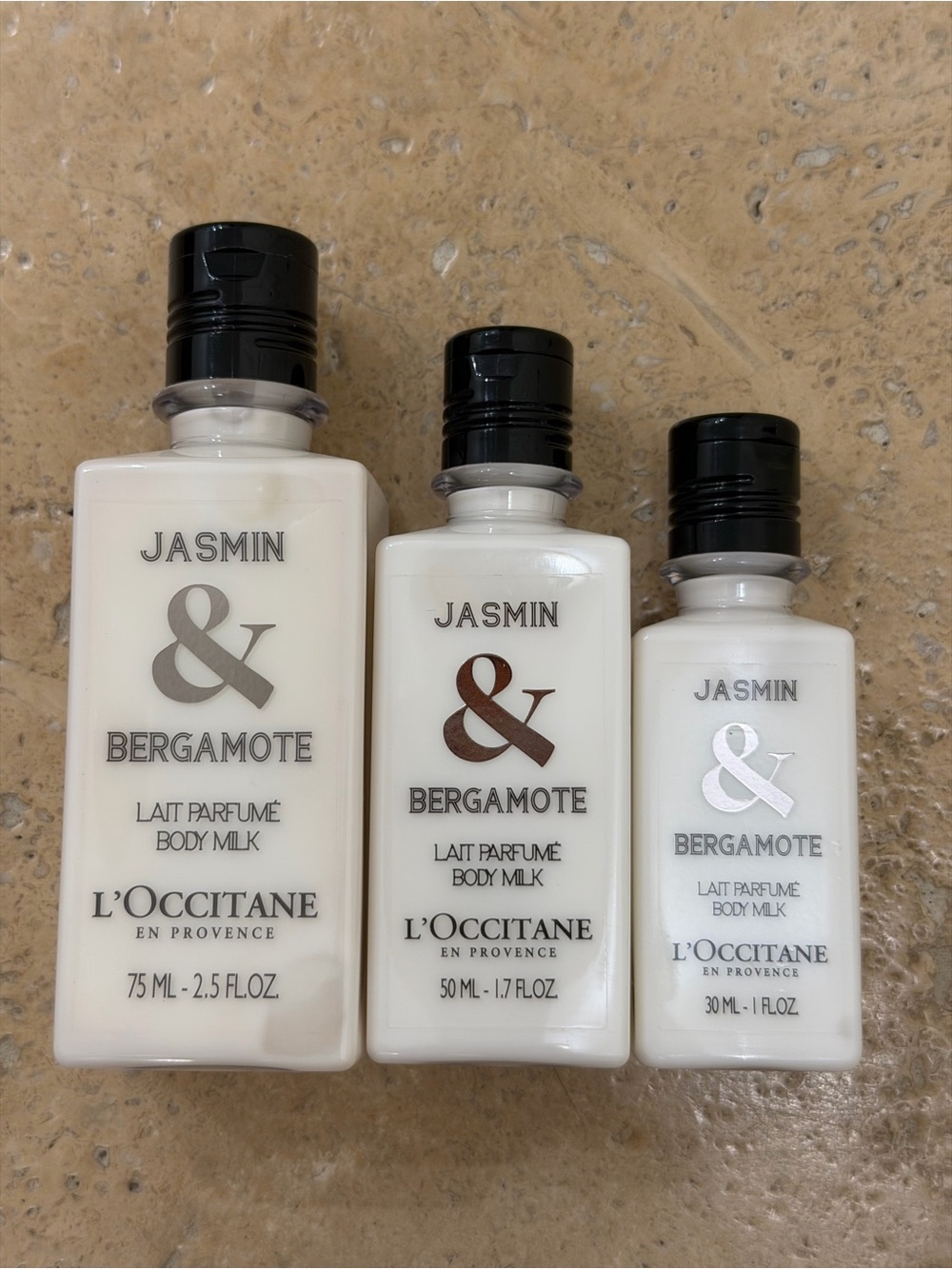 L'OCCITANE Jasmin & Bergamote Body Milk Trio - White and Black Accents